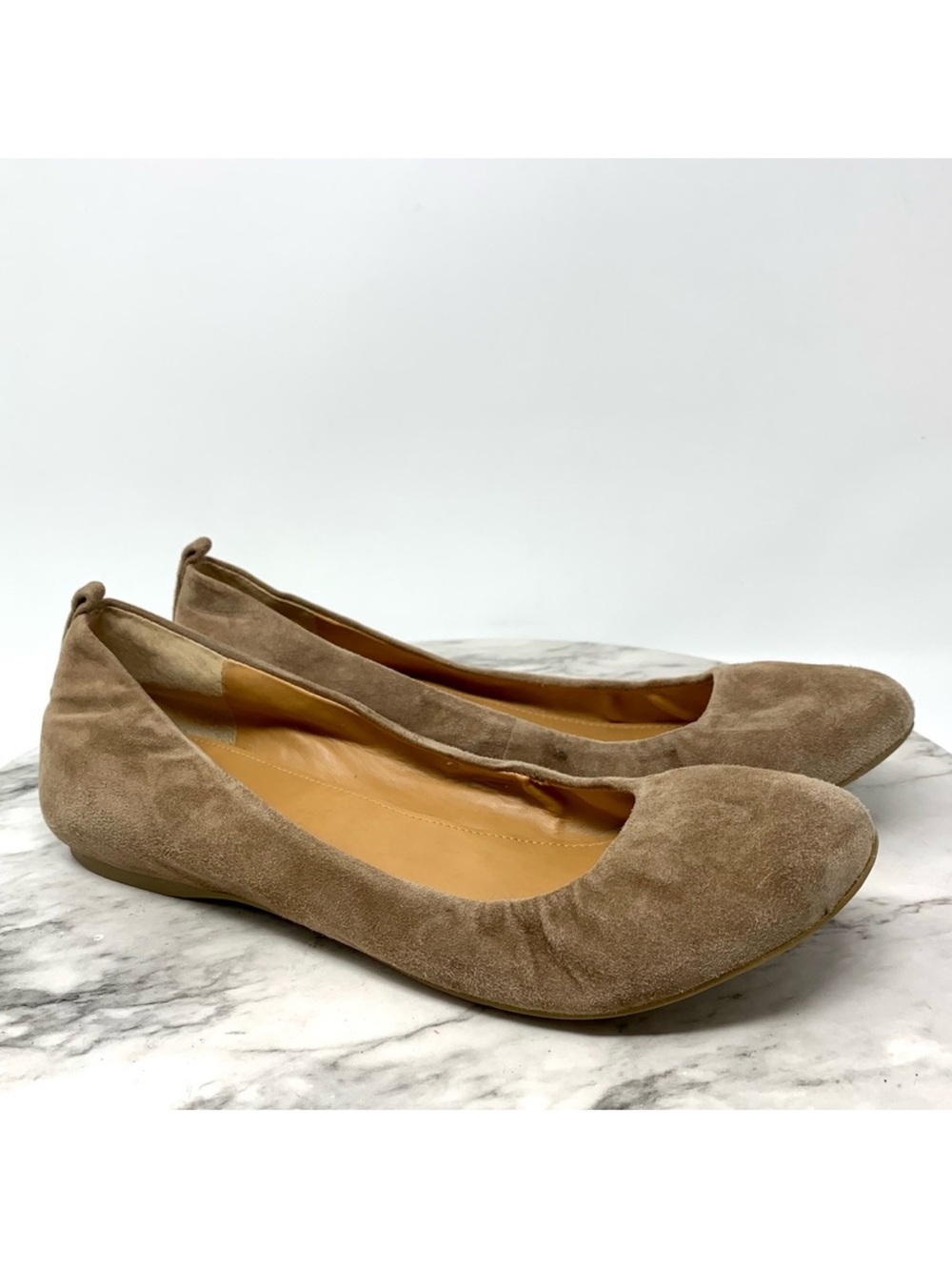 J.Crew Factory Anya Brown Suede Ballet Wedge Flats 9.5 Preppy Classic Office
